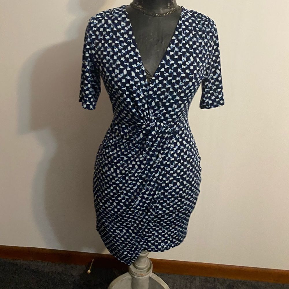 Banana Republic Blue/White/Gray wrap front dress, size PS